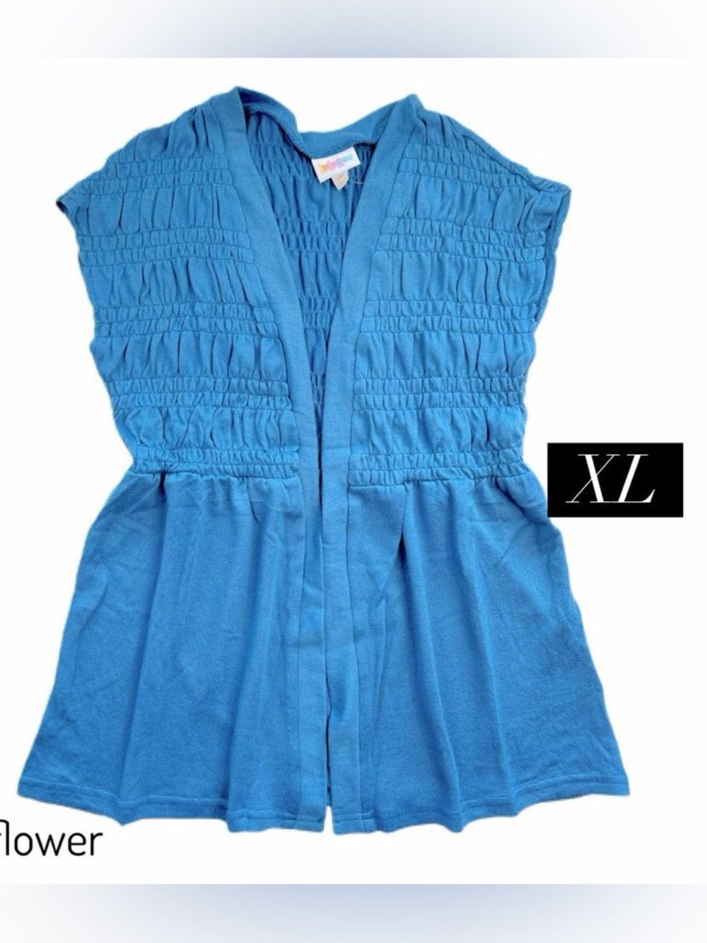 LuLaRoe Blue Smocked Open Cardigan Top